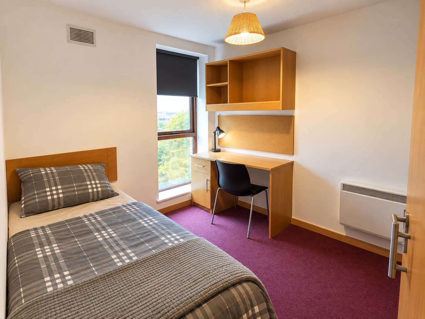 A purpose-built student residence room